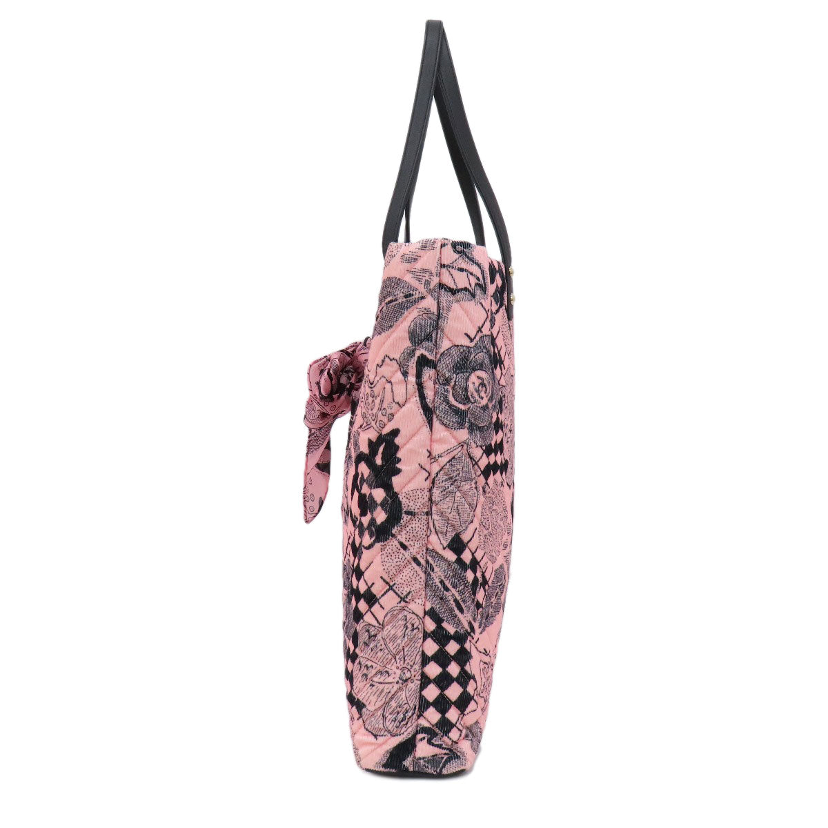 CHANEL シャネル カメリア リボントート トートバッグ コットン レディース 中古