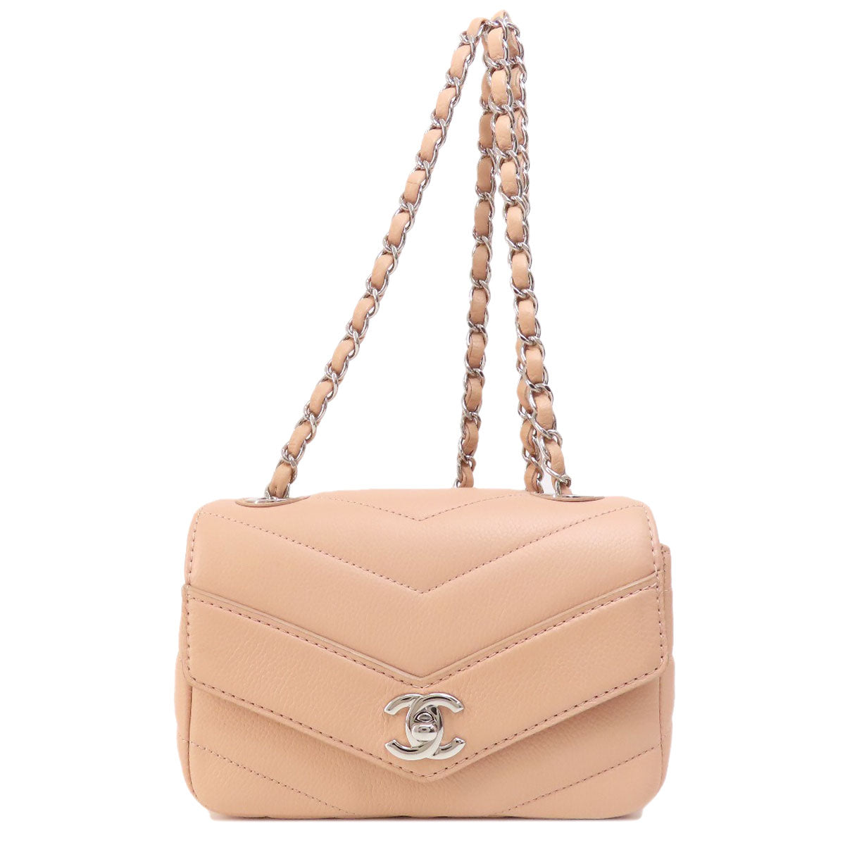 CHANEL シャネル チェーンショルダー マトラッセ シルバー金具 ショルダーバッグ グレインド カーフスキン レディース 中古
