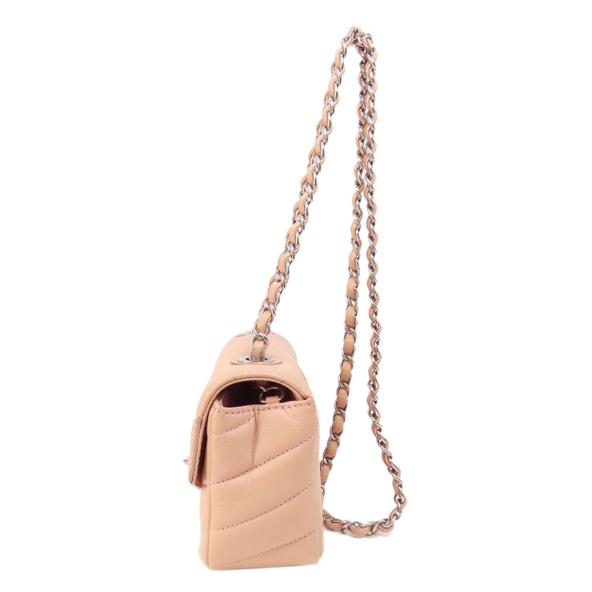 CHANEL シャネル チェーンショルダー マトラッセ シルバー金具 ショルダーバッグ グレインド カーフスキン レディース 中古
