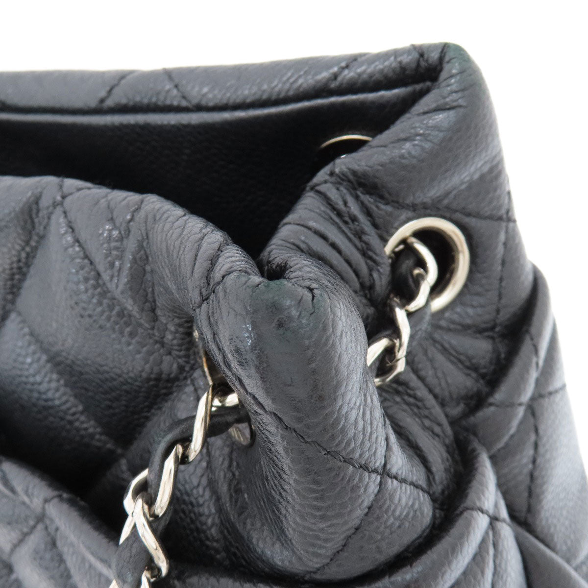 CHANEL シャネル ココマーク マトラッセ シルバー金具 トートバッグ ソフト グレインド カーフスキン レディース 中古