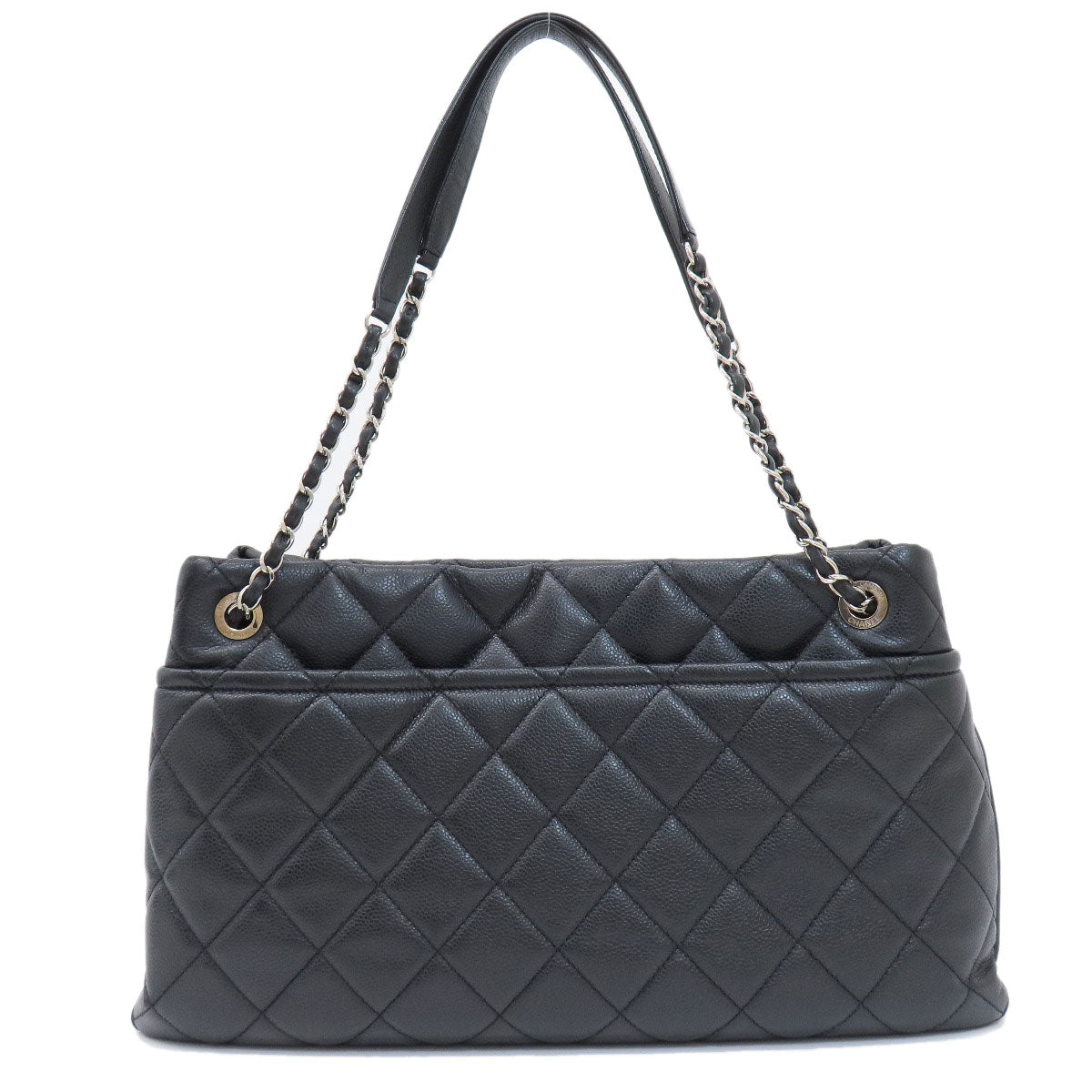 CHANEL シャネル ココマーク マトラッセ シルバー金具 トートバッグ ソフト グレインド カーフスキン レディース 中古