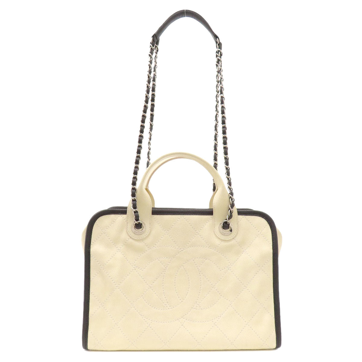 CHANEL シャネル ココマーク 2WAY シルバー金具 トートバッグ グレインド カーフスキン レディース 中古