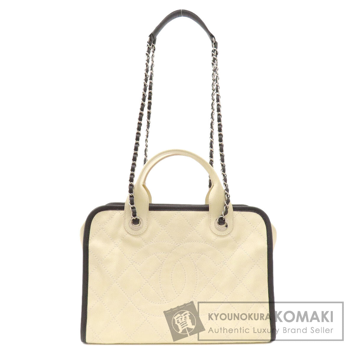 CHANEL シャネル ココマーク 2WAY シルバー金具 トートバッグ グレインド カーフスキン レディース 中古