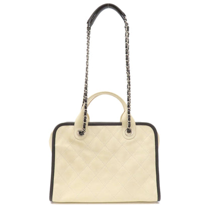 CHANEL シャネル ココマーク 2WAY シルバー金具 トートバッグ グレインド カーフスキン レディース 中古