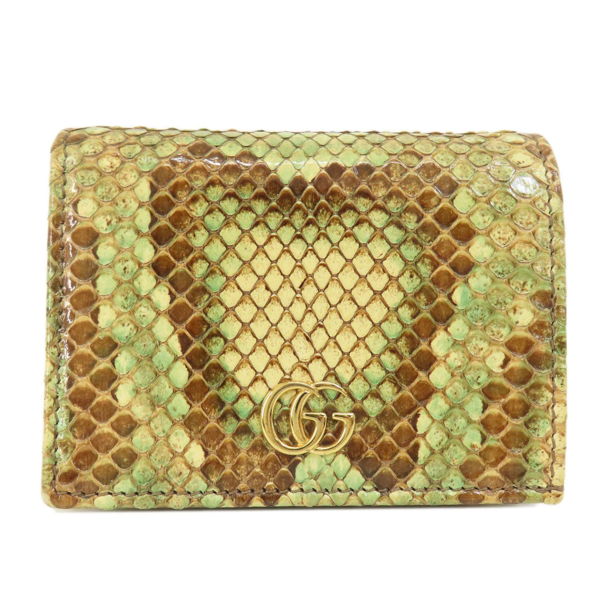 GUCCI グッチ 456126 パイソン ロゴ金具 コンパクトサイフ 二つ折り財布（小銭入れあり） パイソン レディース 中古