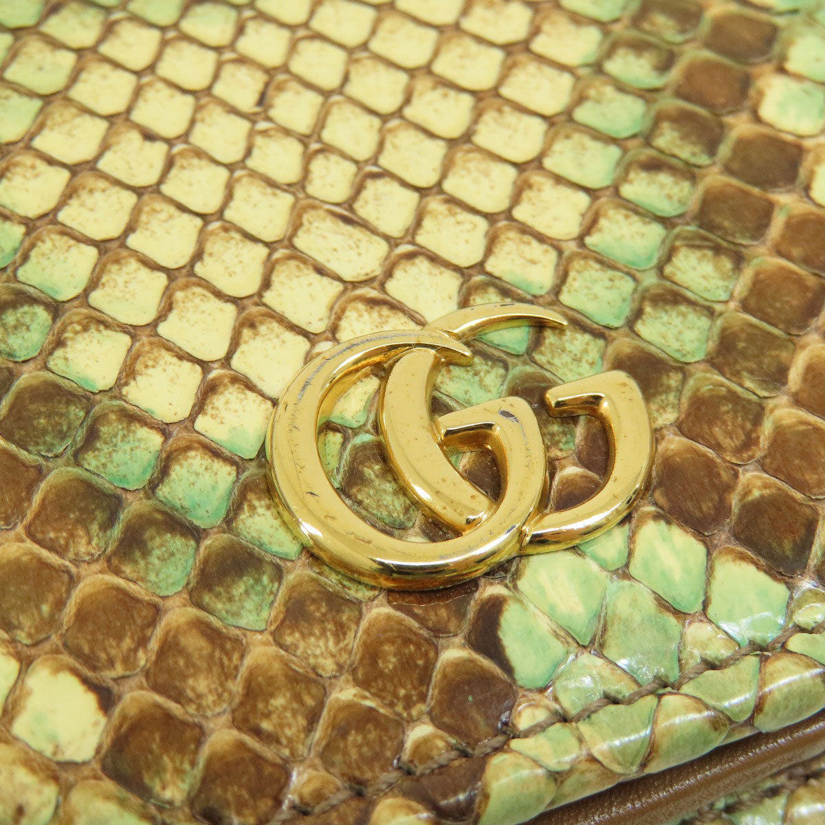 GUCCI グッチ 456126 パイソン ロゴ金具 コンパクトサイフ 二つ折り財布（小銭入れあり） パイソン レディース 中古