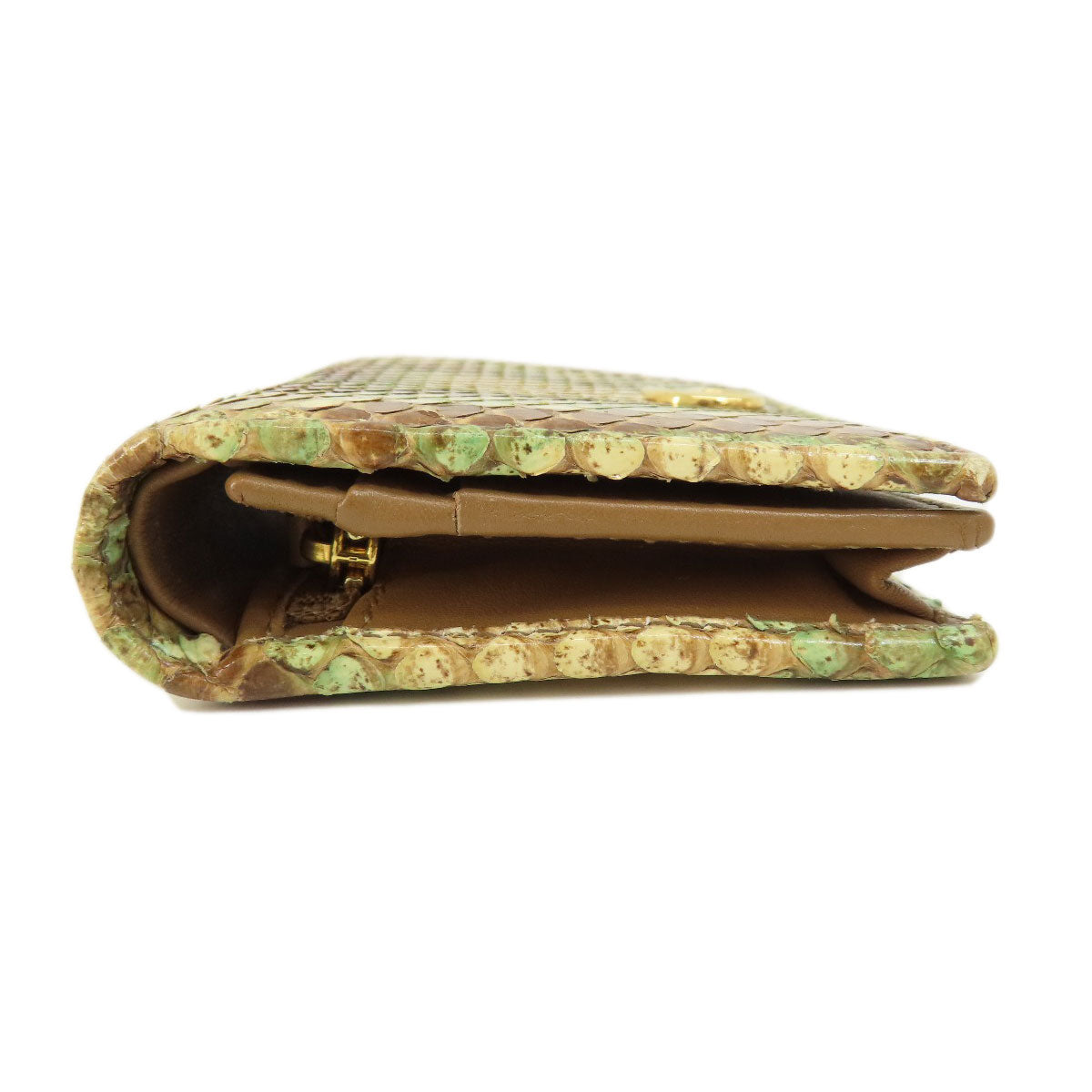 GUCCI グッチ 456126 パイソン ロゴ金具 コンパクトサイフ 二つ折り財布（小銭入れあり） パイソン レディース 中古