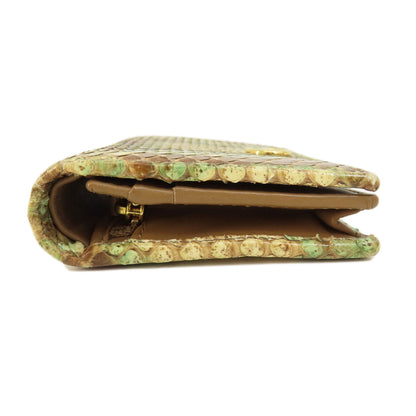 GUCCI グッチ 456126 パイソン ロゴ金具 コンパクトサイフ 二つ折り財布（小銭入れあり） パイソン レディース 中古