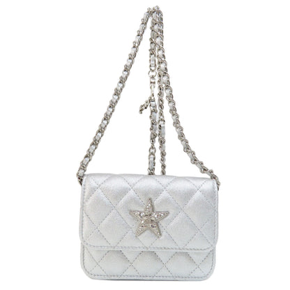 CHANEL シャネル ミニチェーンショルダー スターモチーフ マトラッセ シルバー金具 ショルダーバッグ ラムスキン レディース 中古