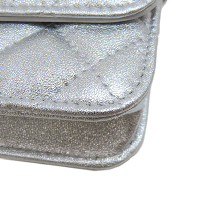 CHANEL シャネル ミニチェーンショルダー スターモチーフ マトラッセ シルバー金具 ショルダーバッグ ラムスキン レディース 中古