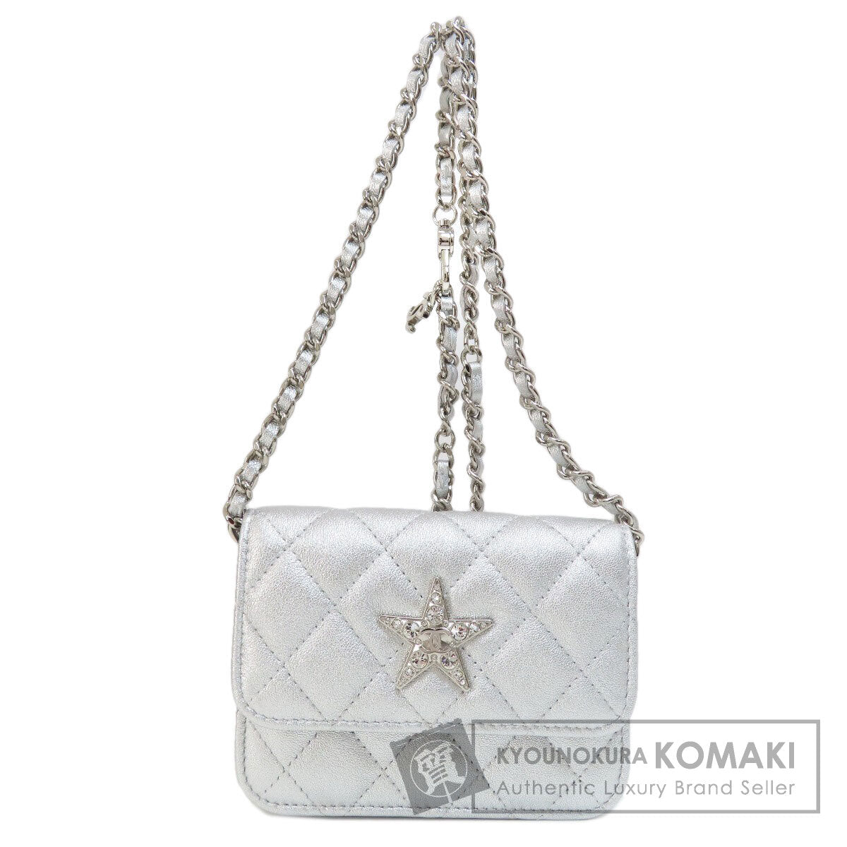CHANEL シャネル ミニチェーンショルダー スターモチーフ マトラッセ シルバー金具 ショルダーバッグ ラムスキン レディース 中古