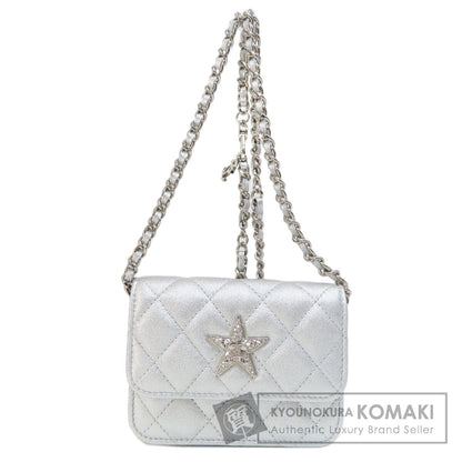 CHANEL シャネル ミニチェーンショルダー スターモチーフ マトラッセ シルバー金具 ショルダーバッグ ラムスキン レディース 中古