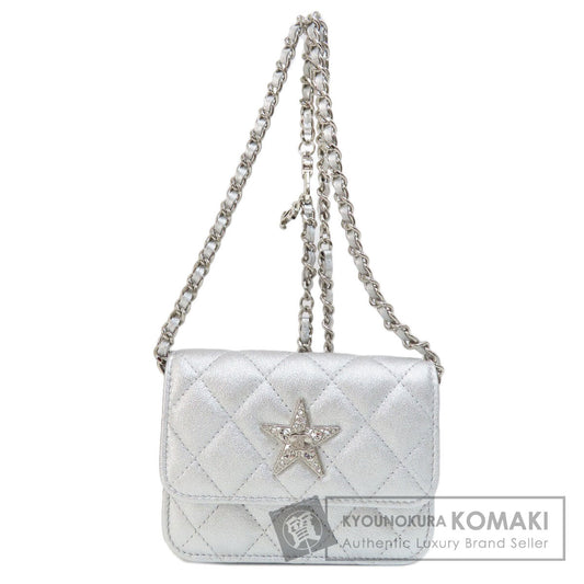 CHANEL シャネル ミニチェーンショルダー スターモチーフ マトラッセ シルバー金具 ショルダーバッグ ラムスキン レディース 中古