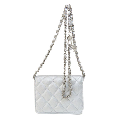 CHANEL シャネル ミニチェーンショルダー スターモチーフ マトラッセ シルバー金具 ショルダーバッグ ラムスキン レディース 中古