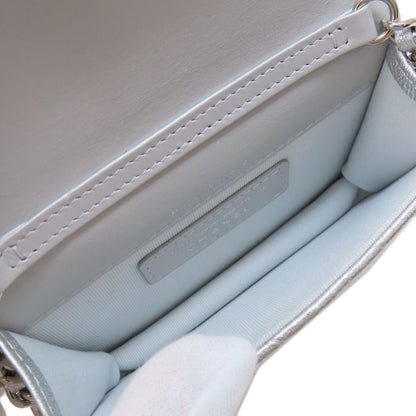 CHANEL シャネル ミニチェーンショルダー スターモチーフ マトラッセ シルバー金具 ショルダーバッグ ラムスキン レディース 中古