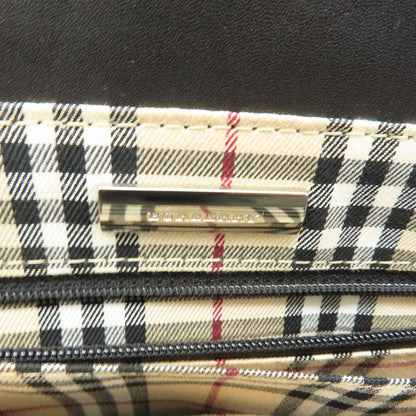 BURBERRY バーバリー ロゴ金具 ハンドバッグ レザー レディース 中古