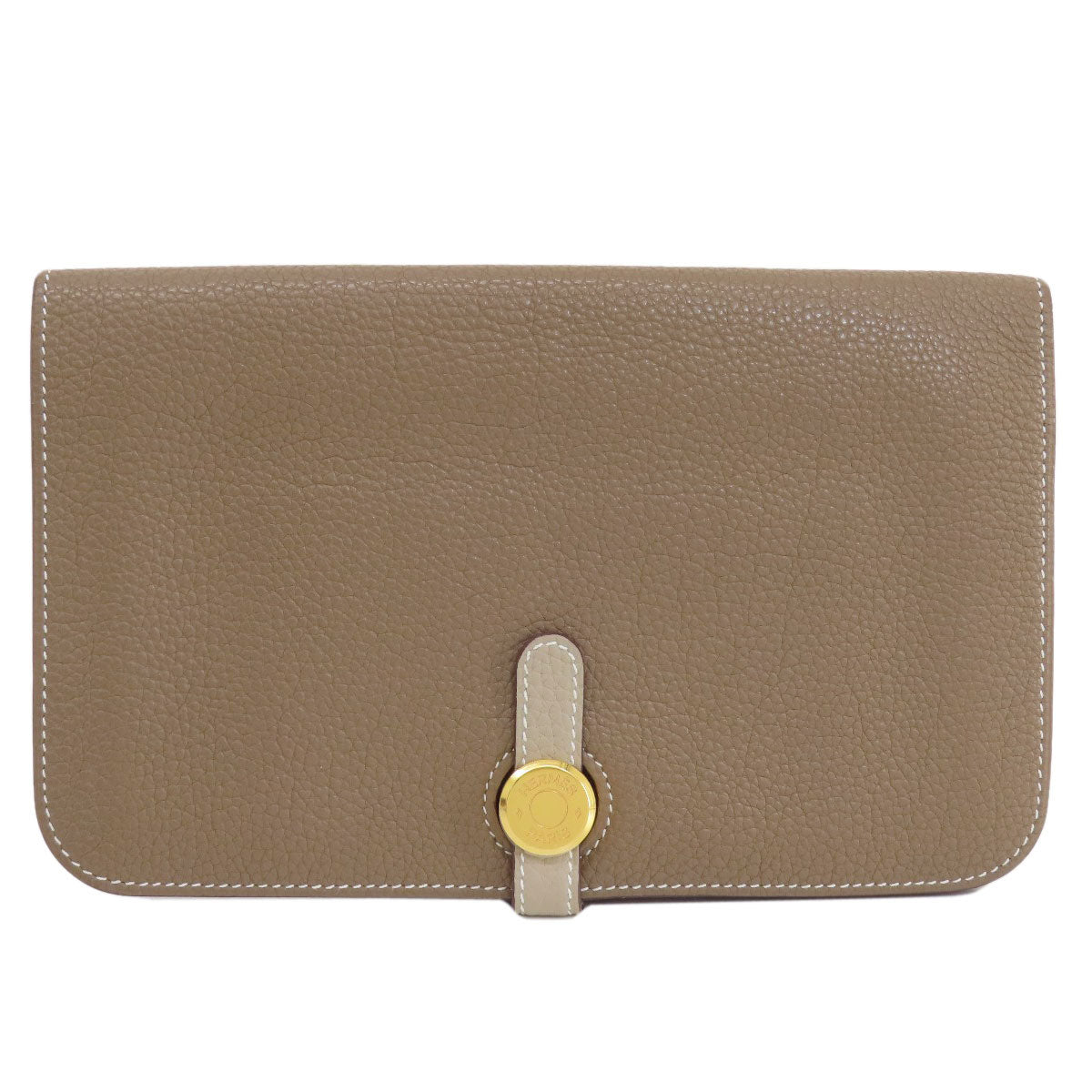HERMES エルメス ドゴンデュオ GM エトープ ゴールド金具 長財布（小銭入れあり） トゴ レディース 中古