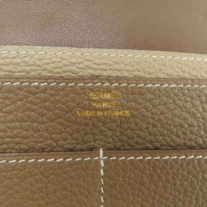 HERMES エルメス ドゴンデュオ GM エトープ ゴールド金具 長財布（小銭入れあり） トゴ レディース 中古