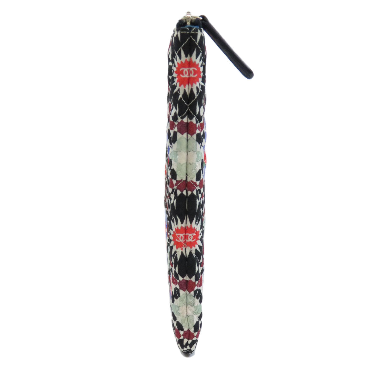 CHANEL シャネル A82074 ココマーク 花モチーフ シルバー金具 アクセサリーポーチ キャンバス レディース 中古