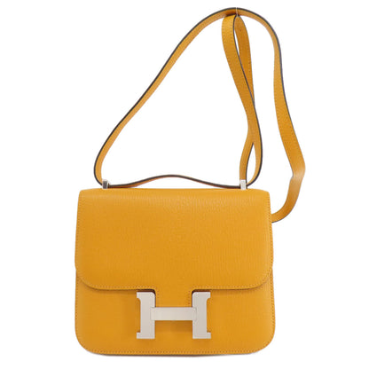HERMES エルメス コンスタンス3 ミニ ムタード シルバー金具 ショルダーバッグ シェーブル レディース 中古