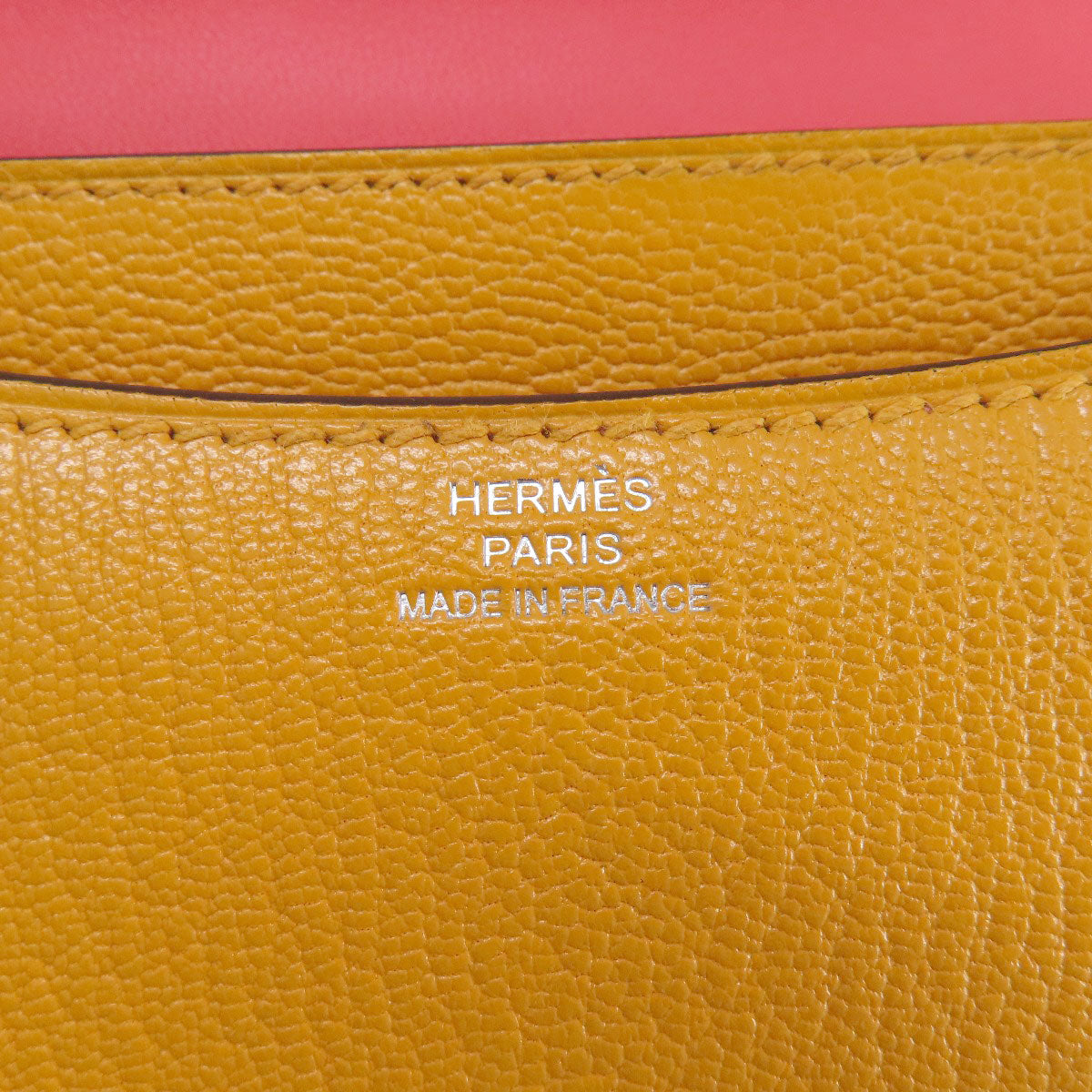 HERMES エルメス コンスタンス3 ミニ ムタード シルバー金具 ショルダーバッグ シェーブル レディース 中古