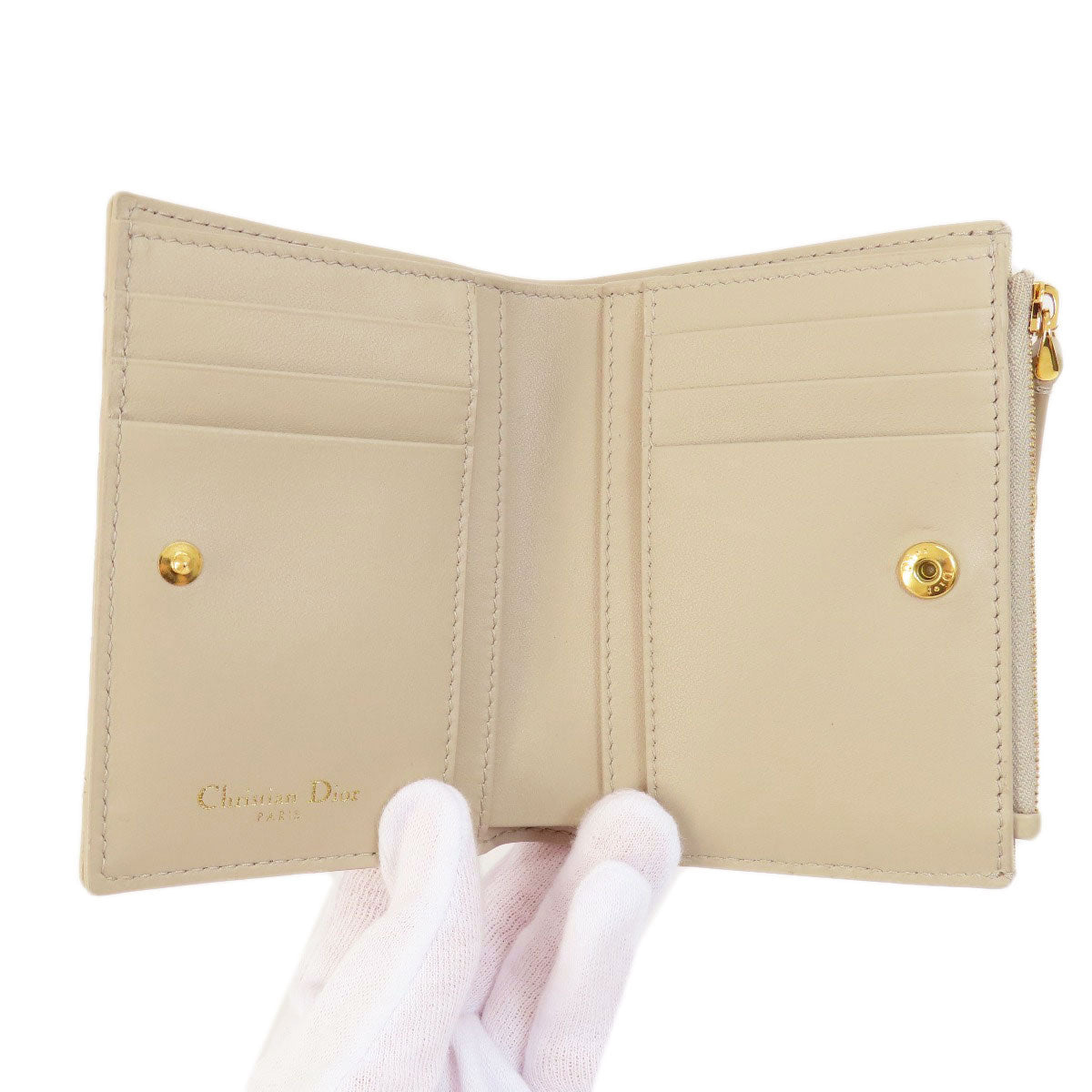 CHRISTIAN DIOR クリスチャンディオール ディオール カロ ダリアウォレット 二つ折り財布（小銭入れあり） レザー レディース 中古