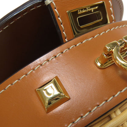 Salvatore Ferragamo サルヴァトーレフェラガモ ラタンバッグ ショルダーバッグ ラフィア レディース 中古