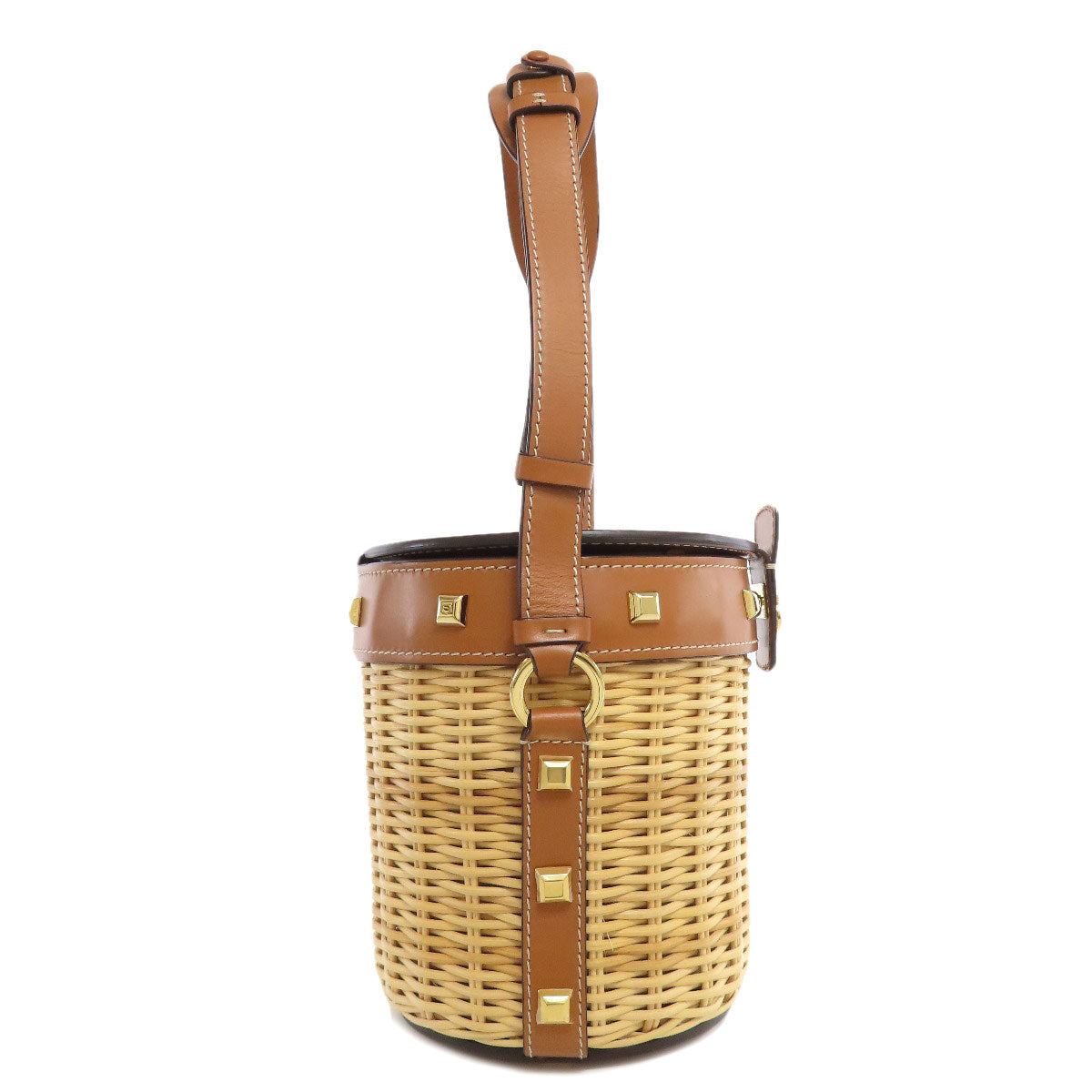 Salvatore Ferragamo サルヴァトーレフェラガモ ラタンバッグ ショルダーバッグ ラフィア レディース 中古