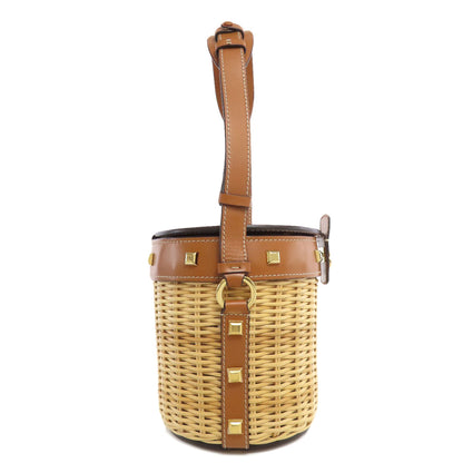 Salvatore Ferragamo サルヴァトーレフェラガモ ラタンバッグ ショルダーバッグ ラフィア レディース 中古