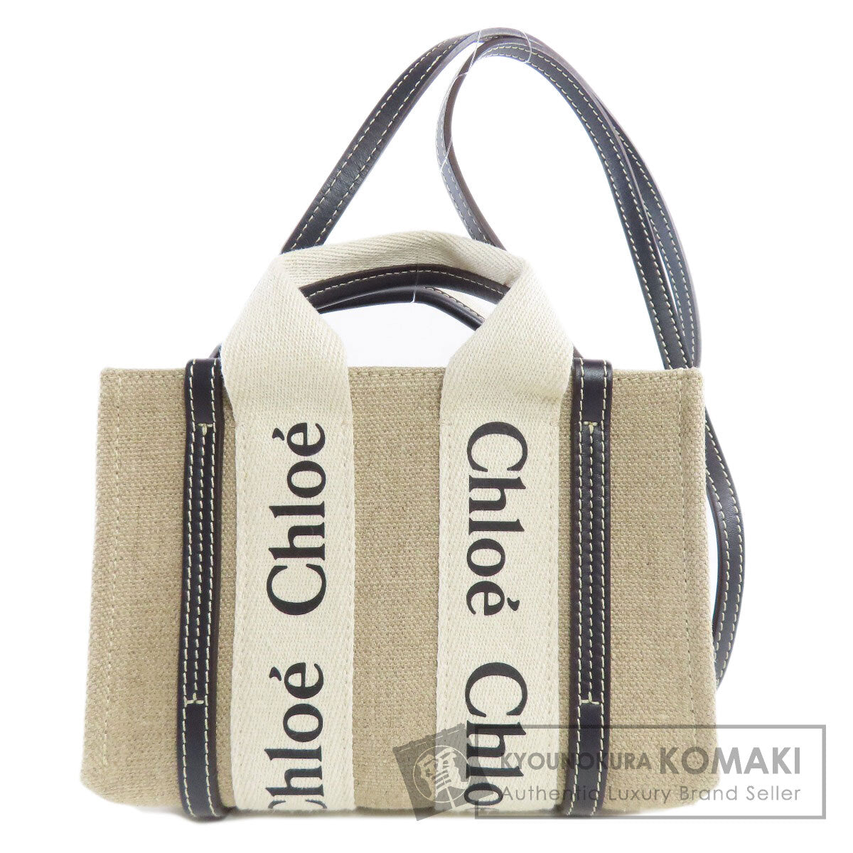 CHLOE クロエ ウッディ ミニ 2WAY ハンドバッグ キャンバス レディース 中古