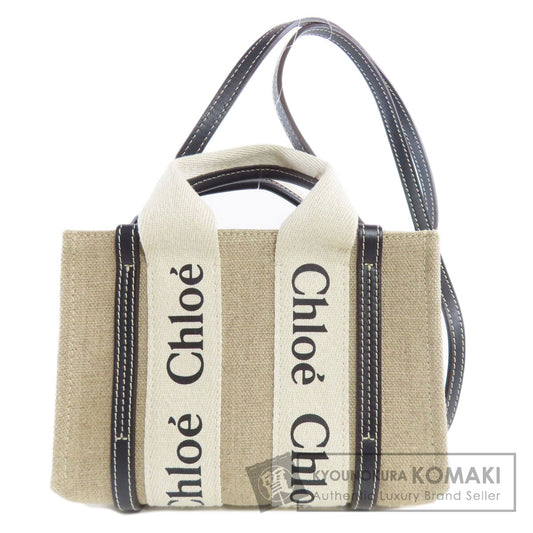 CHLOE クロエ ウッディ ミニ 2WAY ハンドバッグ キャンバス レディース 中古