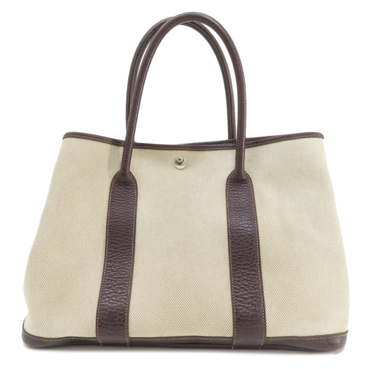HERMES エルメス ガーデンパーティPM マロン シルバー金具 トートバッグ トワルアッシュ レディース 中古
