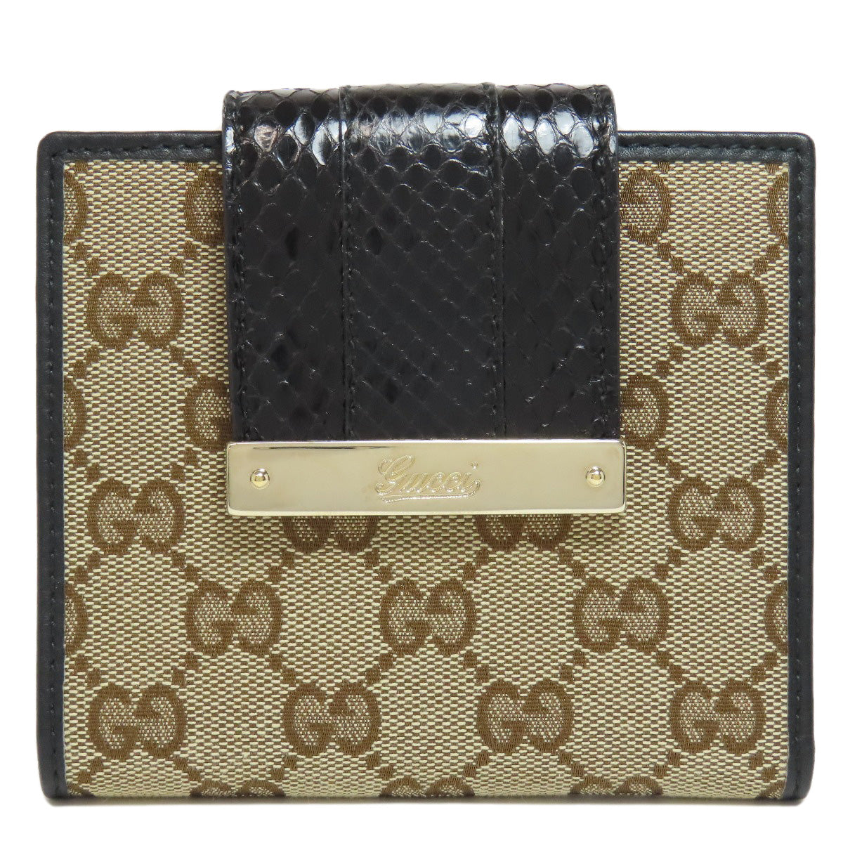 GUCCI グッチ 181669 GG 二つ折り財布（小銭入れあり） キャンバス レディース 中古