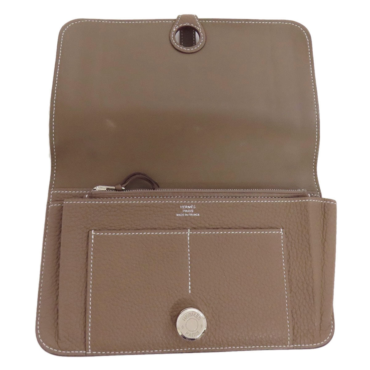 HERMES エルメス ドゴンGM エトープ シルバー金具 長財布（小銭入れあり） トゴ レディース 中古