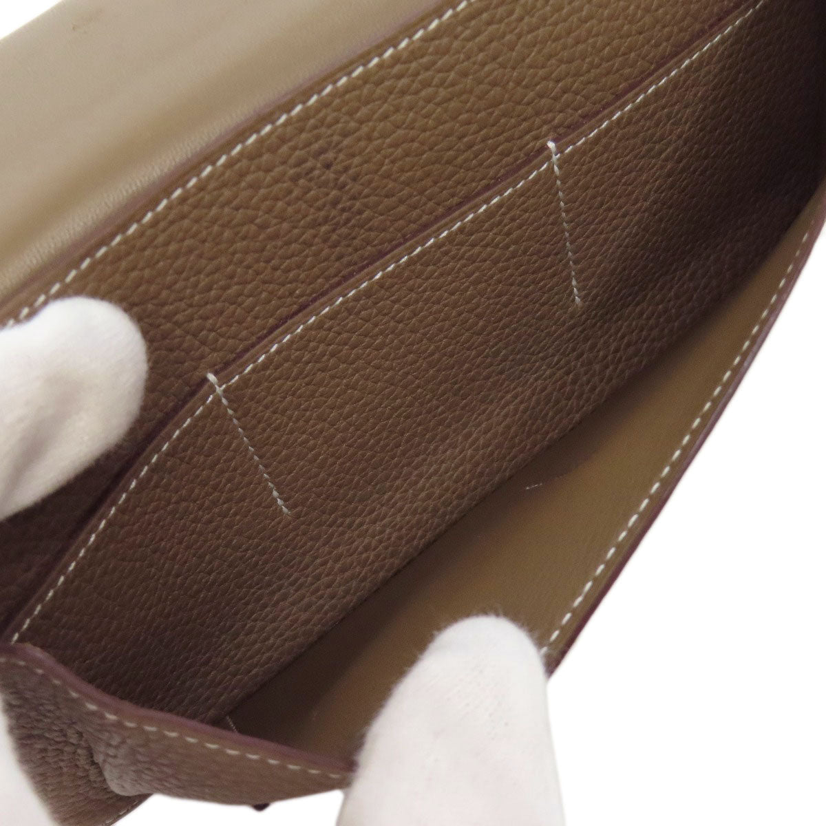 HERMES エルメス ドゴンGM エトープ シルバー金具 長財布（小銭入れあり） トゴ レディース 中古
