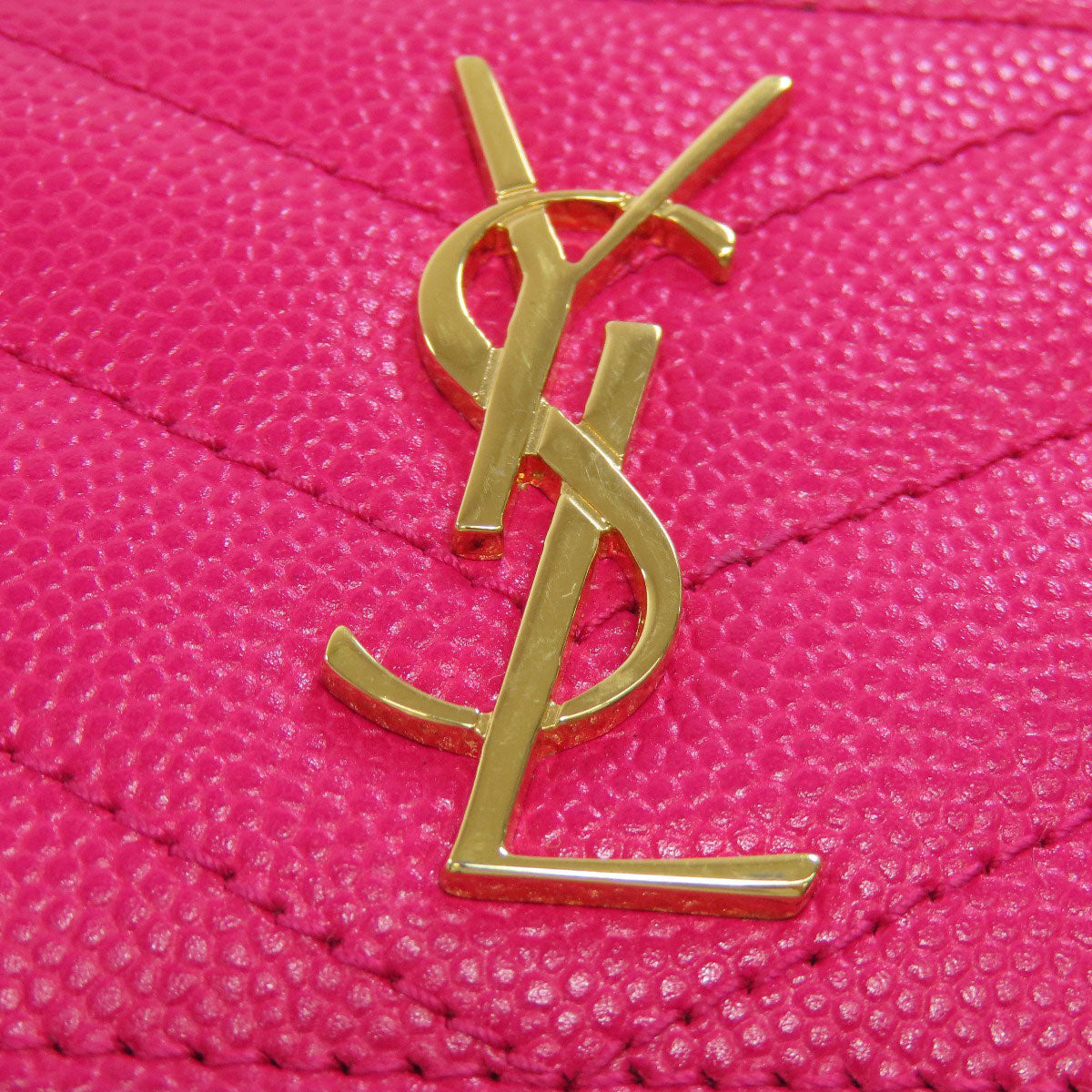 YVES SAINT LAURENT イヴ・サンローラン ロゴ カードケース レザー レディース 中古