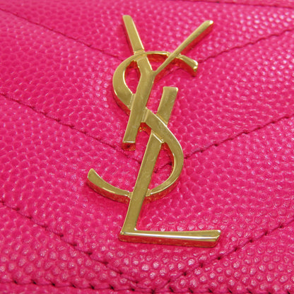 YVES SAINT LAURENT イヴ・サンローラン ロゴ カードケース レザー レディース 中古