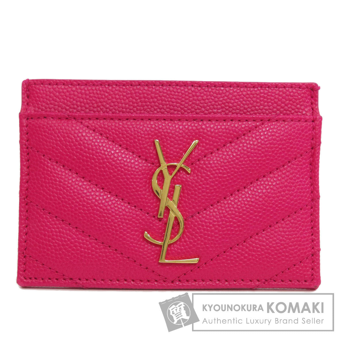 YVES SAINT LAURENT イヴ・サンローラン ロゴ カードケース レザー レディース 中古