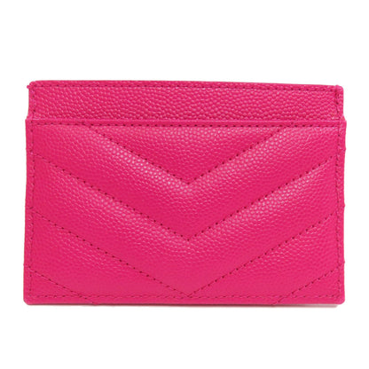 YVES SAINT LAURENT イヴ・サンローラン ロゴ カードケース レザー レディース 中古
