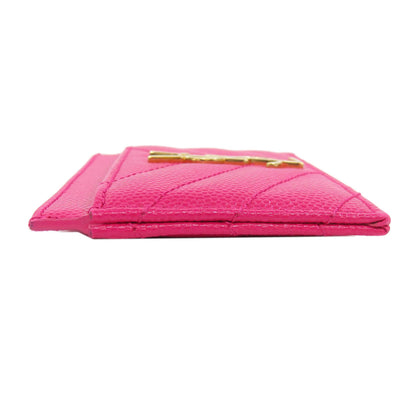 YVES SAINT LAURENT イヴ・サンローラン ロゴ カードケース レザー レディース 中古
