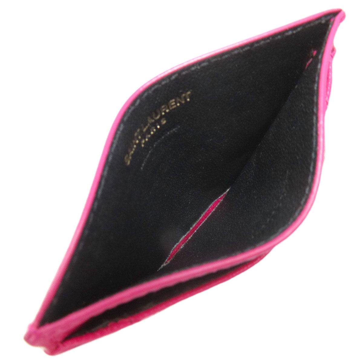 YVES SAINT LAURENT イヴ・サンローラン ロゴ カードケース レザー レディース 中古
