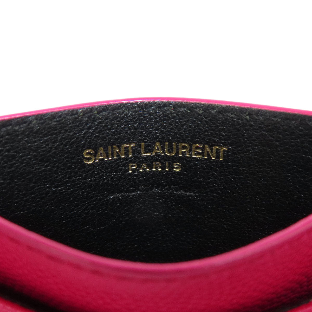 YVES SAINT LAURENT イヴ・サンローラン ロゴ カードケース レザー レディース 中古
