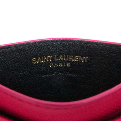 YVES SAINT LAURENT イヴ・サンローラン ロゴ カードケース レザー レディース 中古