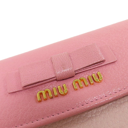 MIUMIU ミュウミュウ ロゴ リボン 長財布（小銭入れあり） レザー レディース 中古