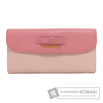 MIUMIU ミュウミュウ ロゴ リボン 長財布（小銭入れあり） レザー レディース 中古
