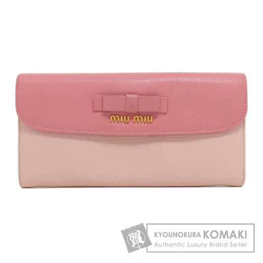 MIUMIU ミュウミュウ ロゴ リボン 長財布（小銭入れあり） レザー レディース 中古