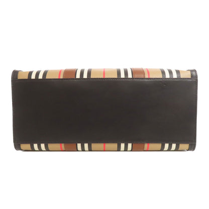 BURBERRY バーバリー ストライプ トートバッグ PVC レディース 中古
