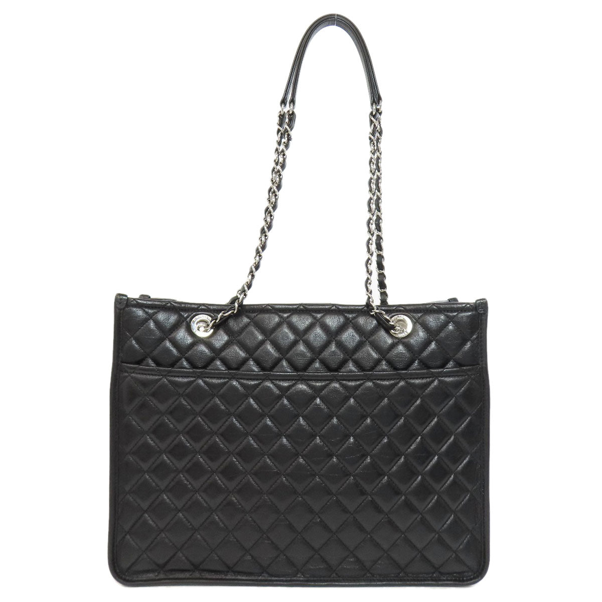CHANEL シャネル マトラッセ チェーンバッグ シルバー金具 トートバッグ ラムスキン レディース 中古