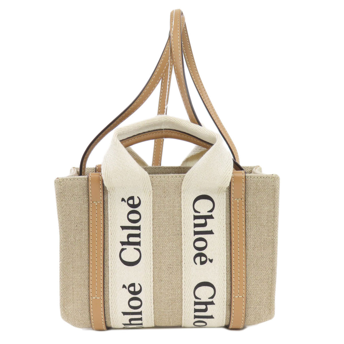 CHLOE クロエ ウッディミニ 2WAY ハンドバッグ キャンバス レディース 中古