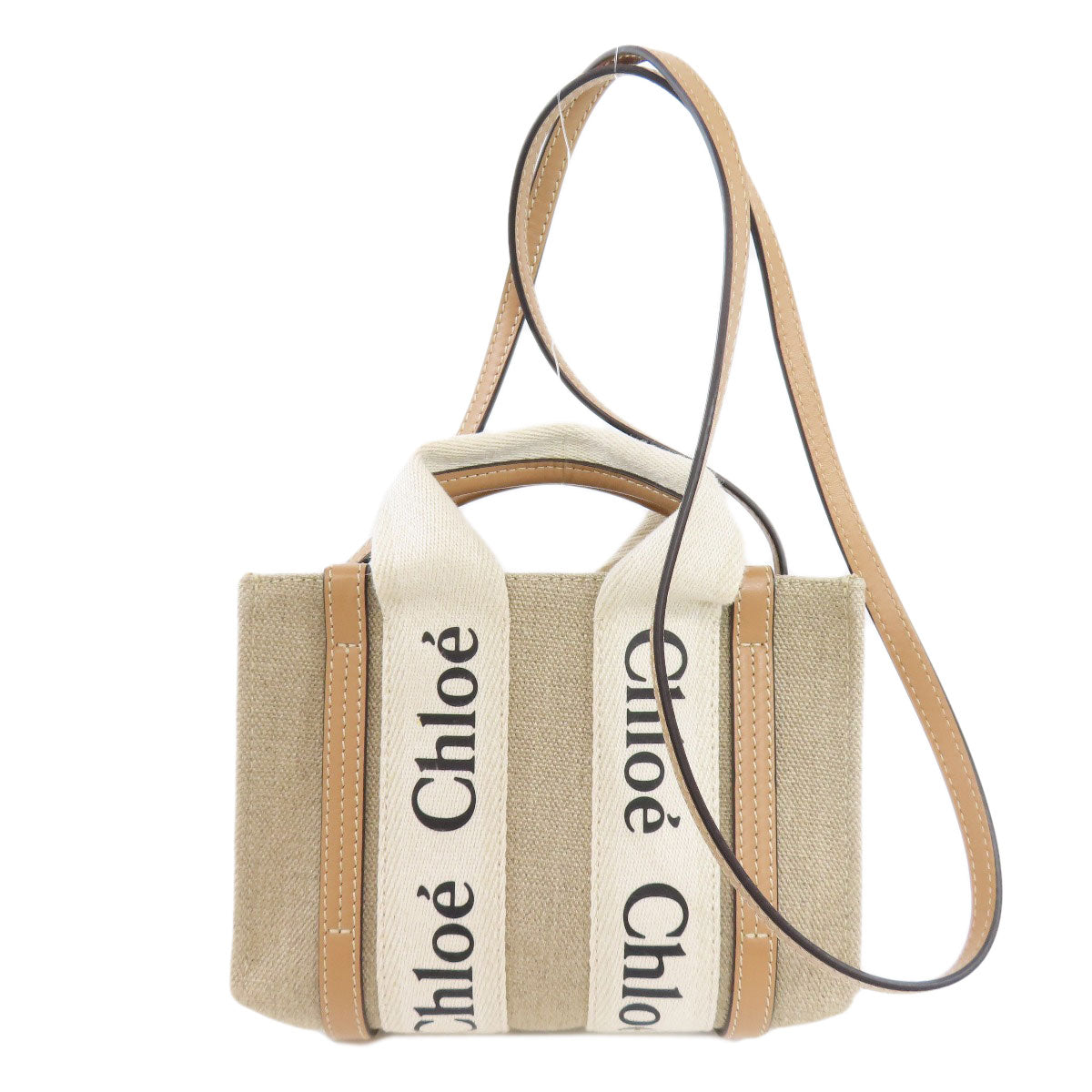 CHLOE クロエ ウッディミニ 2WAY ハンドバッグ キャンバス レディース 中古